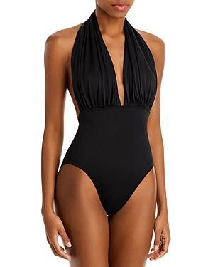 Norma Kamali Halter Low Back One-Piece Swimsuit Product Image