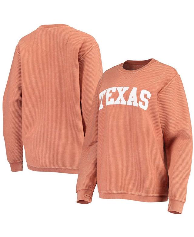 Womens Texas Orange Texas Longhorns Comfy Cord Vintage-Like Wash Basic Arch Pullover Sweatshirt Product Image