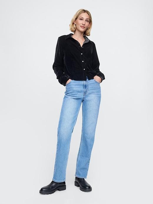 Cropped Velvet Shirt Product Image