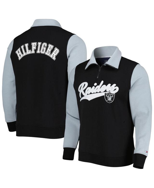 Mens Tommy Hilfiger Black/Silver Las Vegas Raiders Aiden Quarter-Zip Sweatshirt Product Image