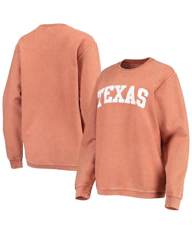 Womens Pressbox Texas Orange Texas Longhorns Comfy Cord Vintage Wash Basic Arch Pullover Sweatshirt Product Image