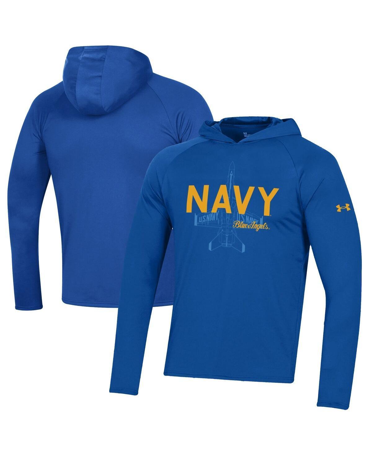 Mens Under Armour Royal Navy Midshipmen Angels Performance Raglan Hoodie T-Shirt Product Image