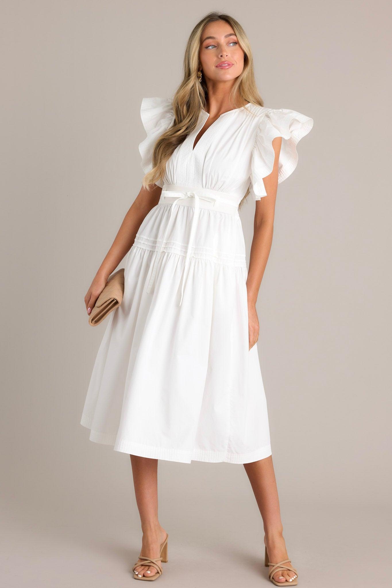 Pure Enchantment White 100% Cotton Midi Dress Product Image