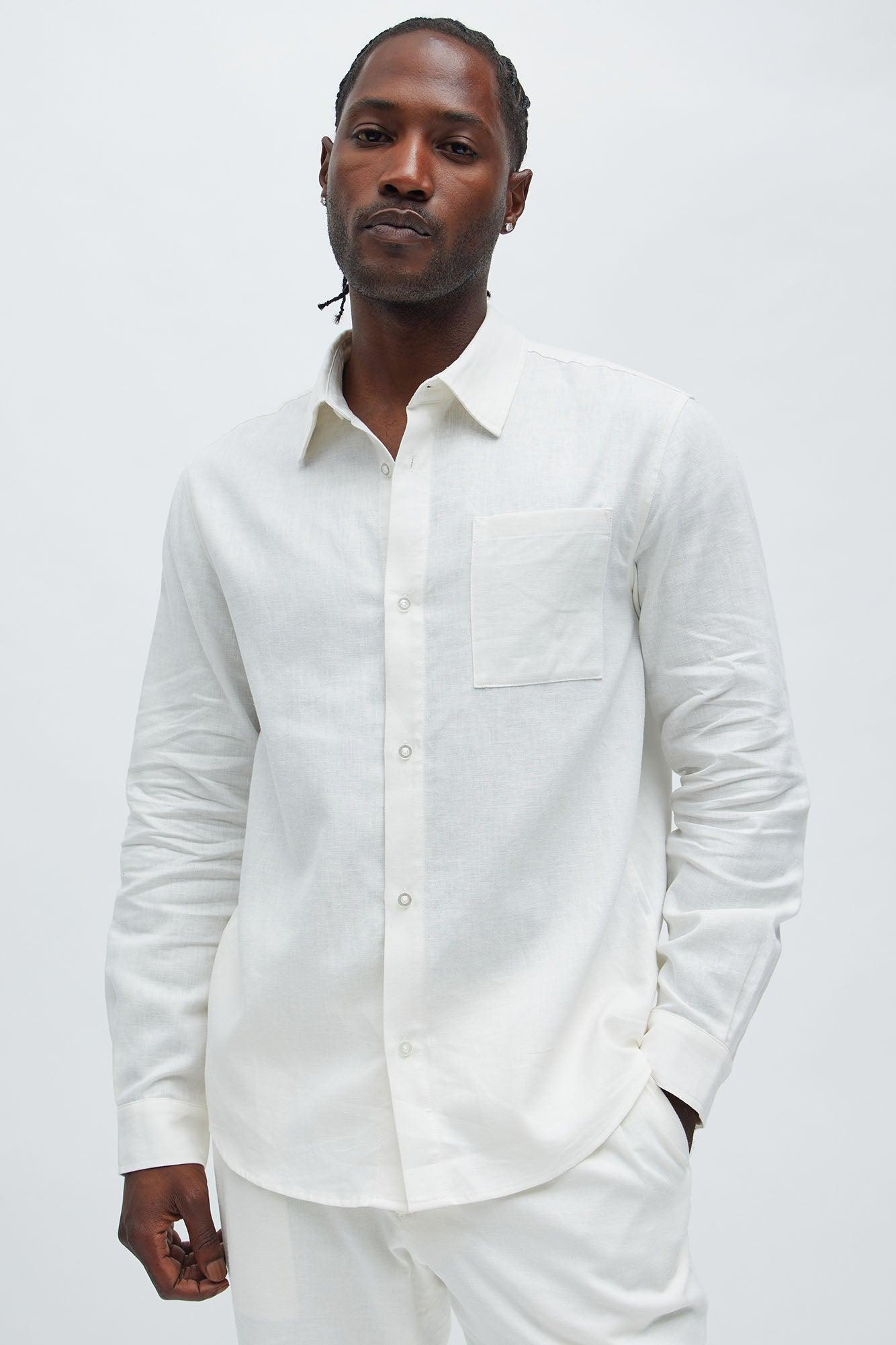 Bahamas Linen Long Sleeve Shirt - White Product Image