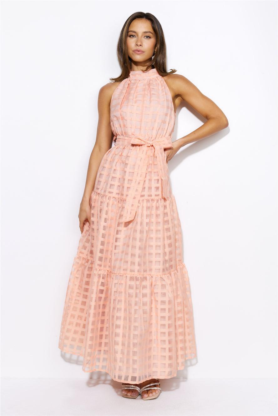 Summertime Picnic Maxi Dress Peach Product Image