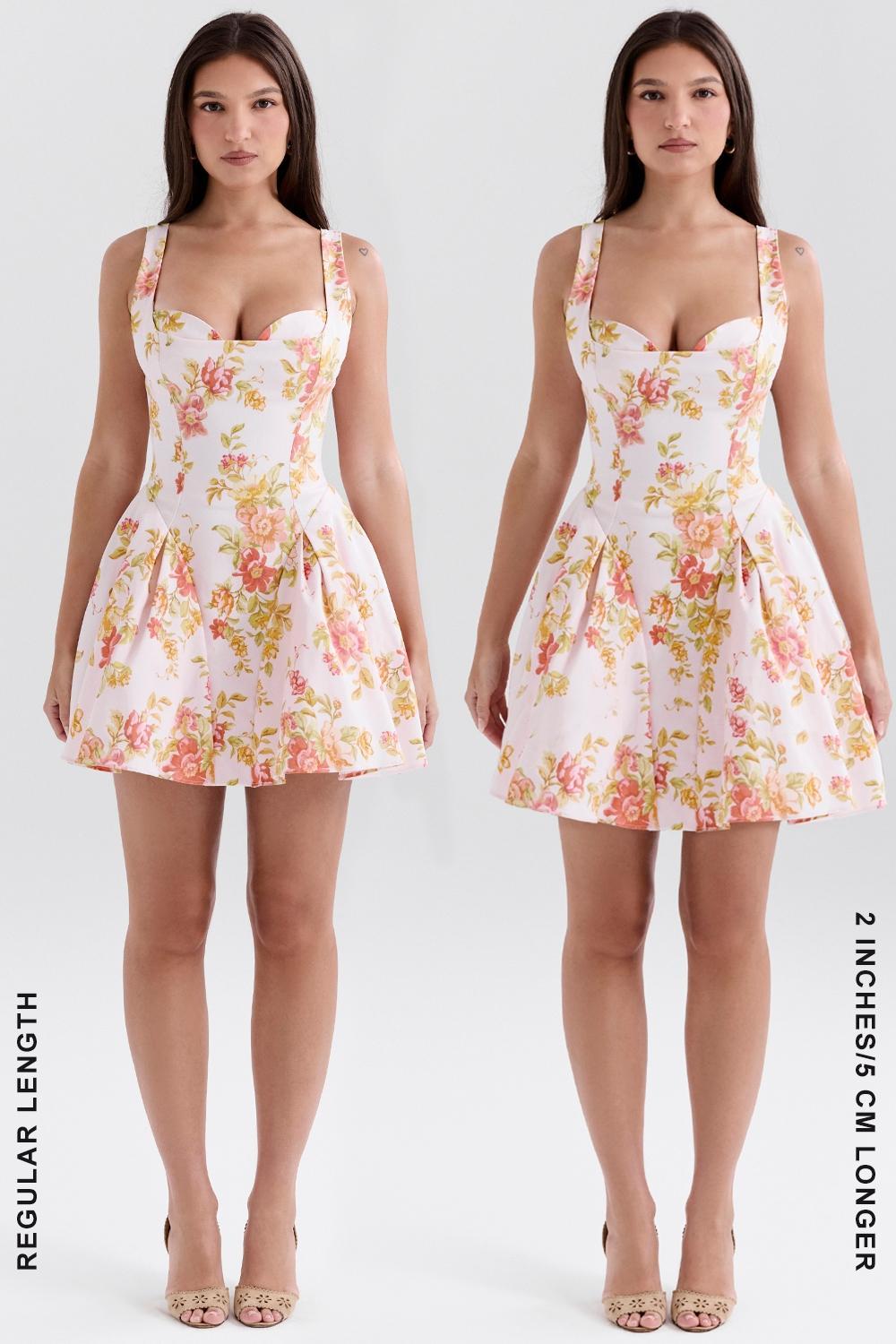 Bunny Peach Poppy Print Twill Mini Dress Product Image