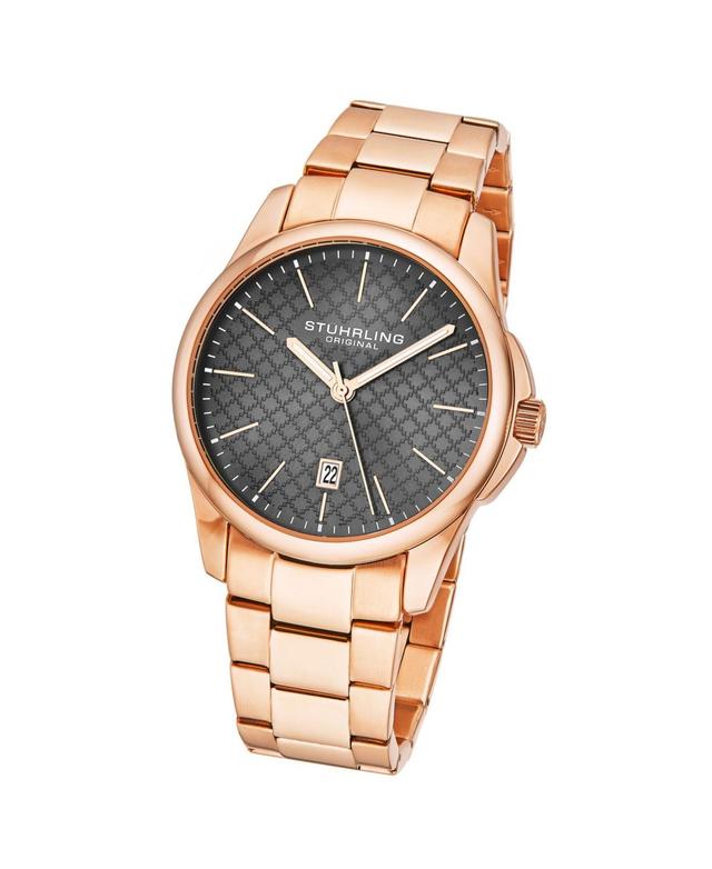 Stuhrling Mens Rose Gold Stainless Steel Bracelet Watch 42mm Product Image