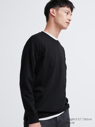 Mens Brushed Cotton Crew Neck Long-Sleeve T-Shirt 2XL UNIQLO US Product Image