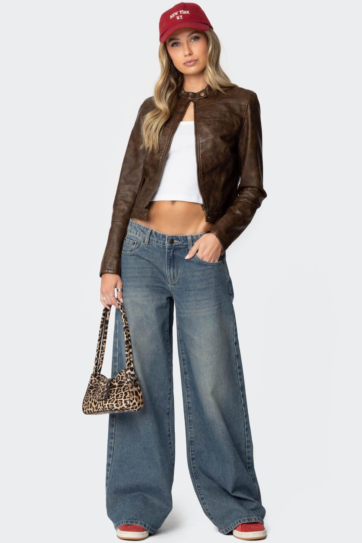 Teddi Washed Faux Leather Jacket Product Image