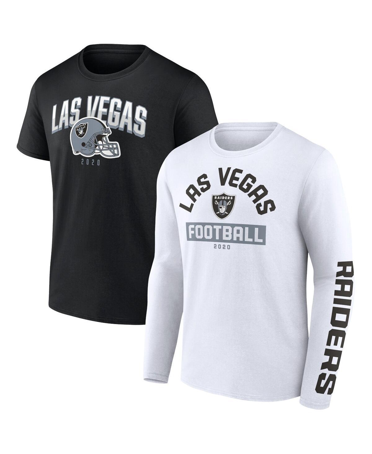 Mens Fanatics Branded Black/White Las Vegas Raiders Long and Short Sleeve Two-Pack T-Shirt Product Image