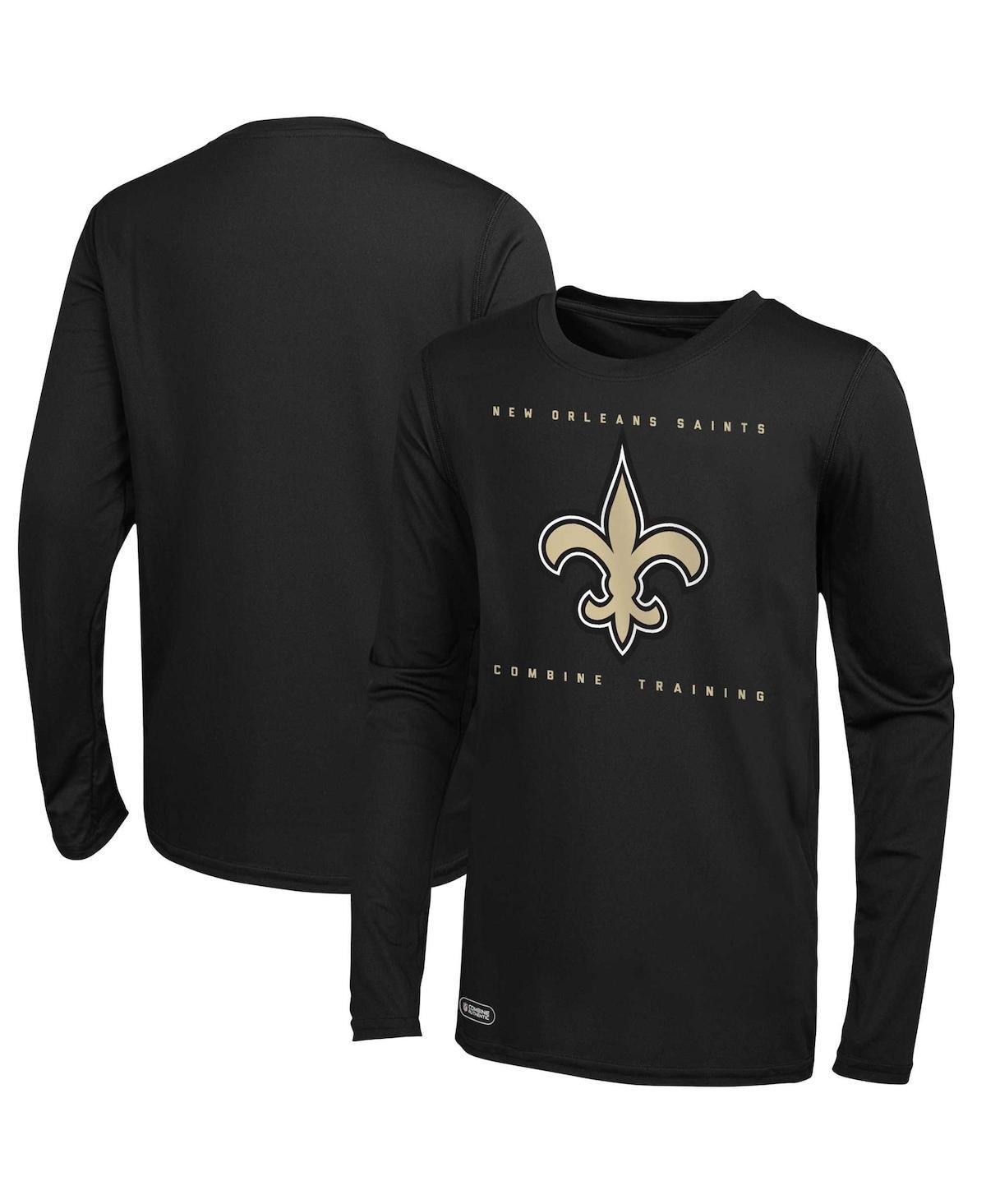 Mens Black New Orleans Saints Side Drill Long Sleeve T-shirt Product Image