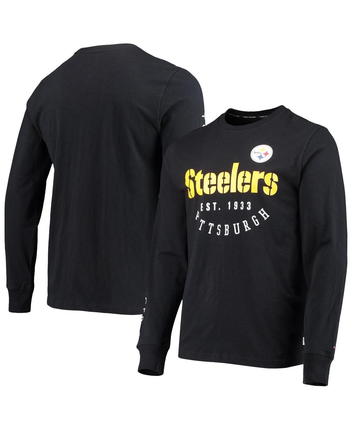 Men's Tommy Hilfiger Black Pittsburgh Steelers Peter Long Sleeve T-Shirt Product Image