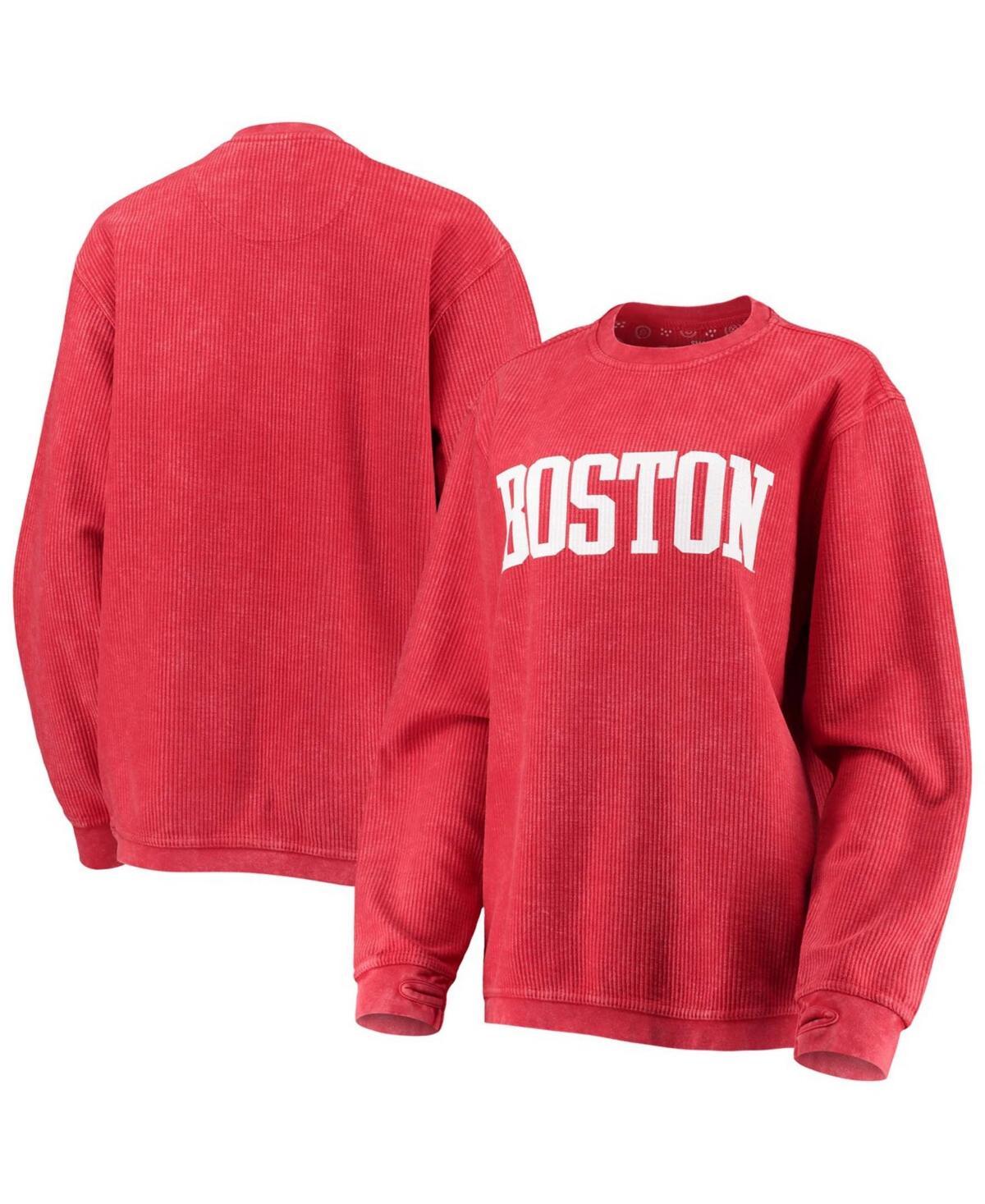 Womens Red Boston University Comfy Cord Vintage-Like Wash Basic Arch Pullover Sweatshirt Product Image