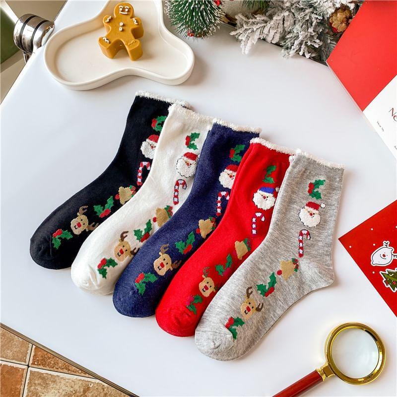 Christmas Cartoon Print Socks Product Image