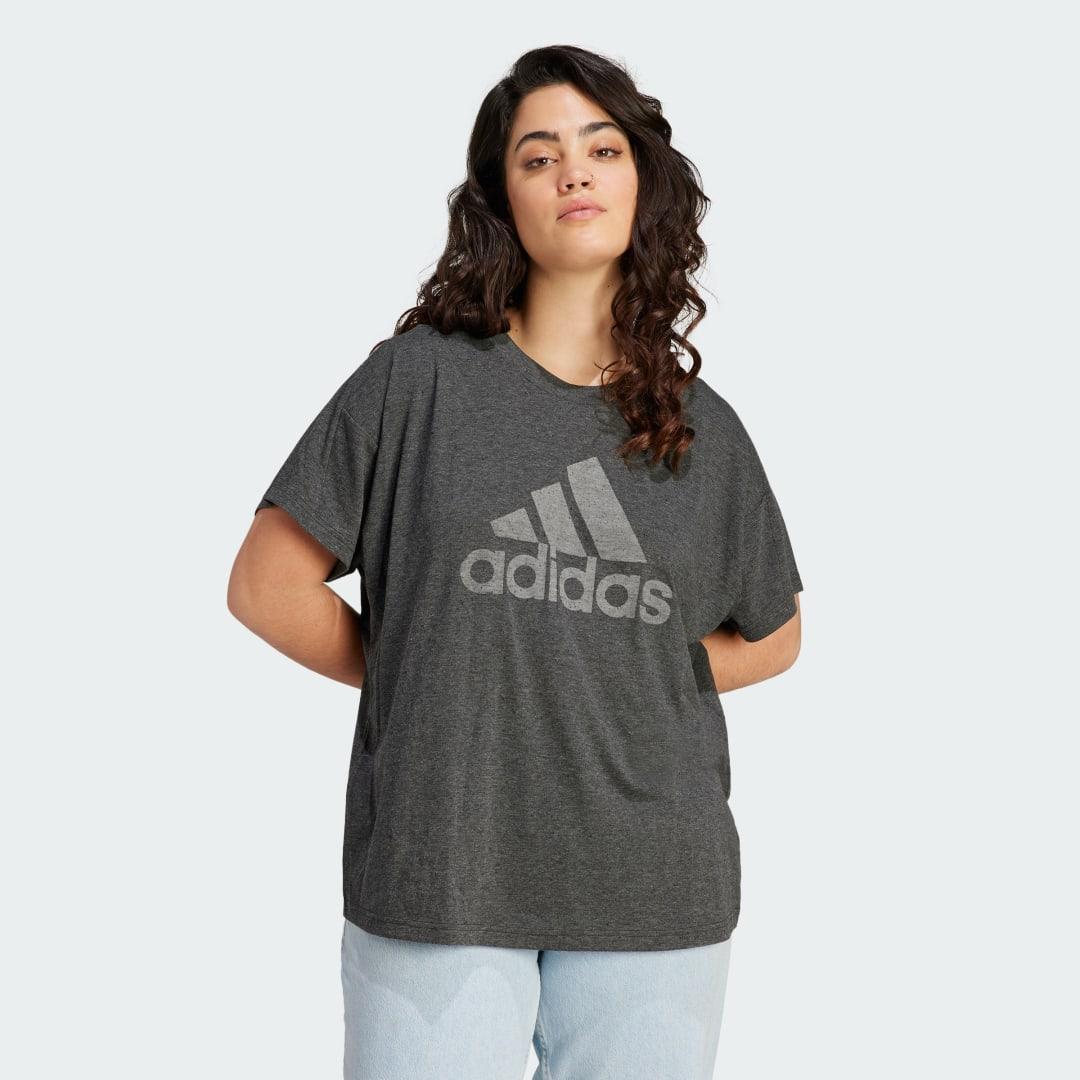 adidas Plus Size Winners 3.0 Tee (Black Melange/Grey Three) Women's Clothing Product Image