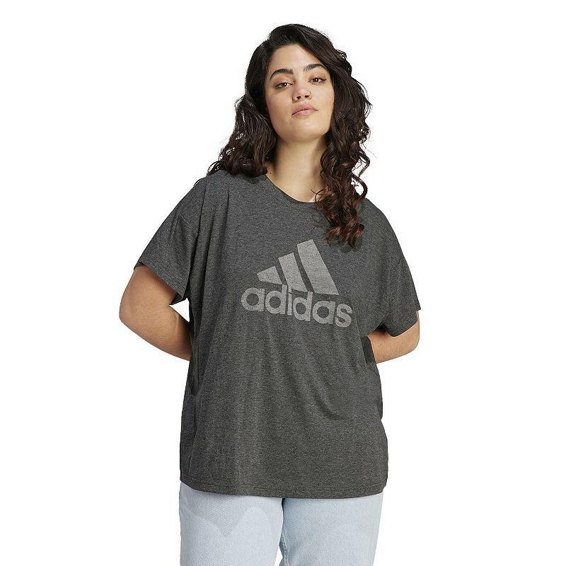 adidas Plus Size Winners 3.0 Tee (Black Melange/Grey Three) Women's Clothing Product Image