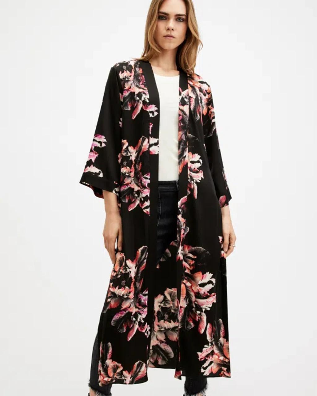 Carine Longline Printed Kimono In Monica Petal Pink Product Image