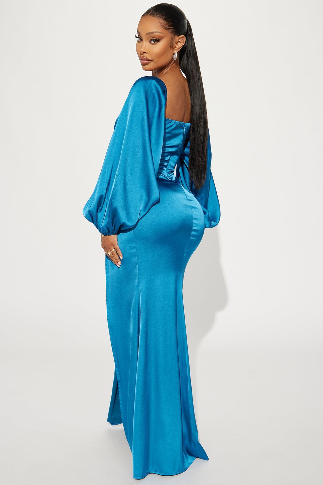 Camille Satin Gown - Blue Product Image