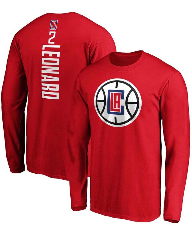 Mens Kawhi Leonard Red La Clippers Team Playmaker Name Number Long Sleeve T-shirt Product Image