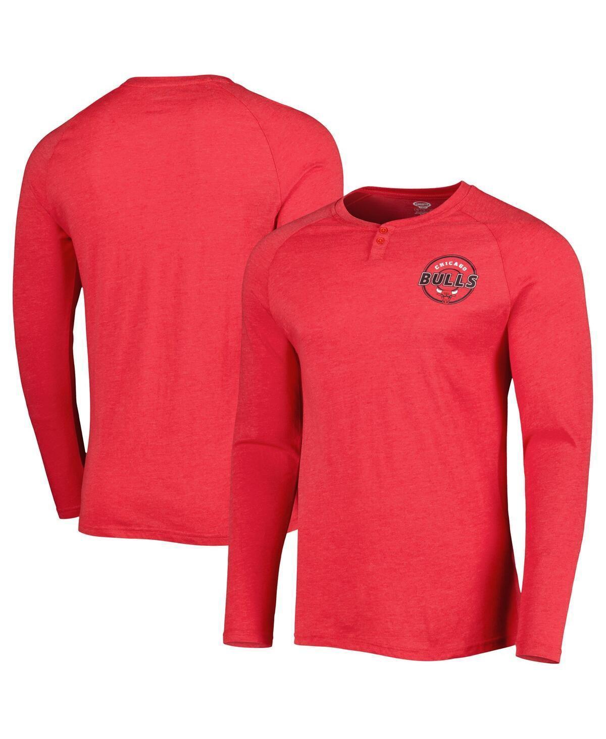 Mens Concepts Sport Heathered Chicago Bulls Left Chest Henley Raglan Long Sleeve T-Shirt Product Image