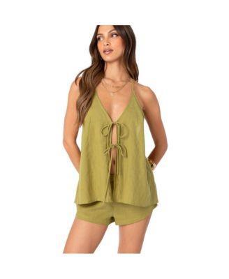 Women's Arden Linen Look Tie Front Top Product Image