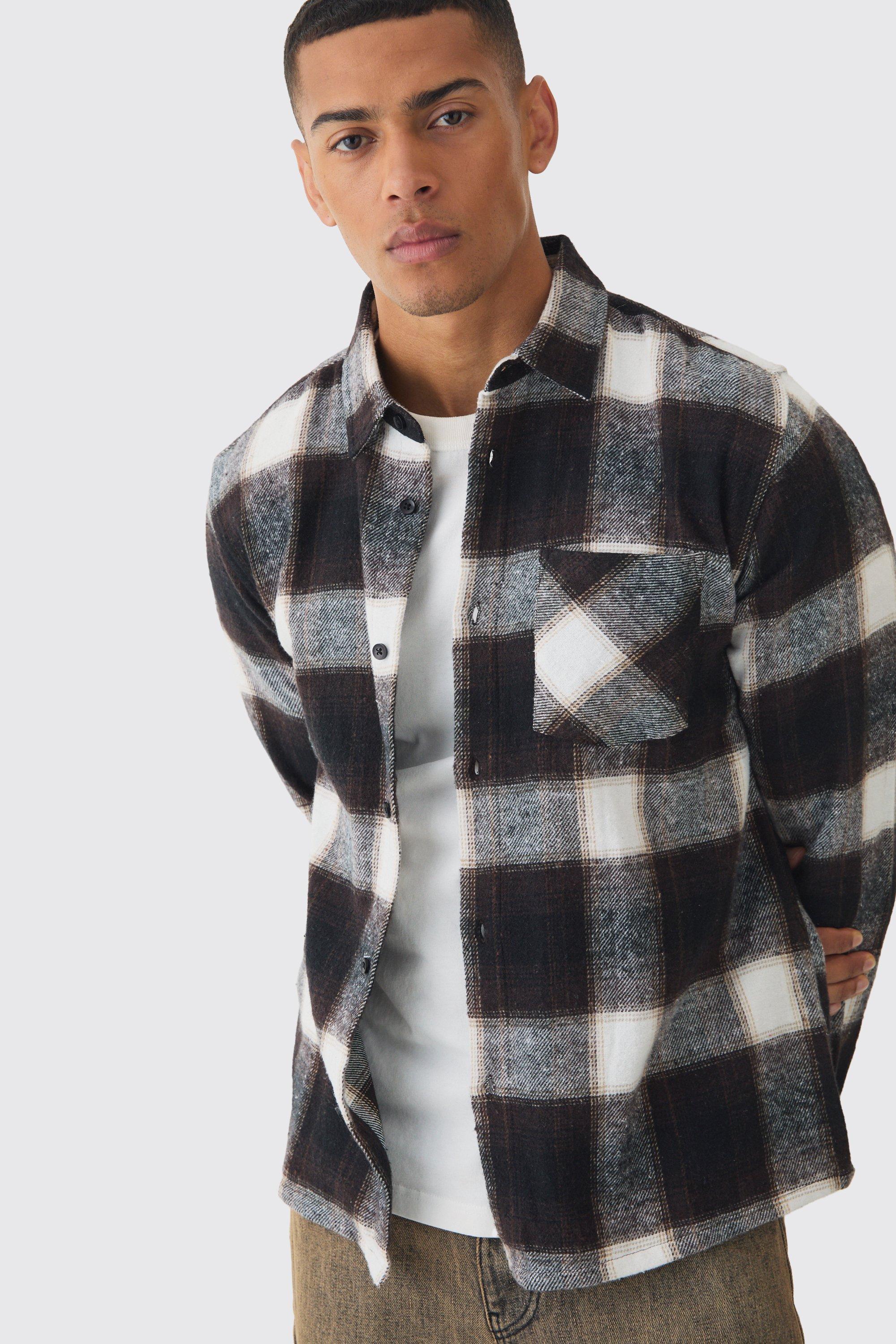 Regular Fit Long Sleeve Flannel Shirt | boohooMAN USA Product Image