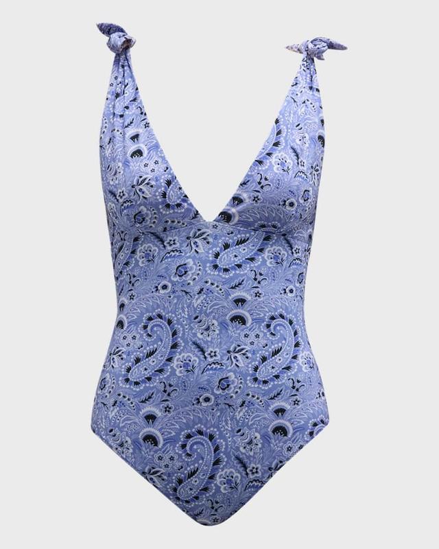 Paisley-Printed V-Neck One-Piece Swimsuit  Product Image