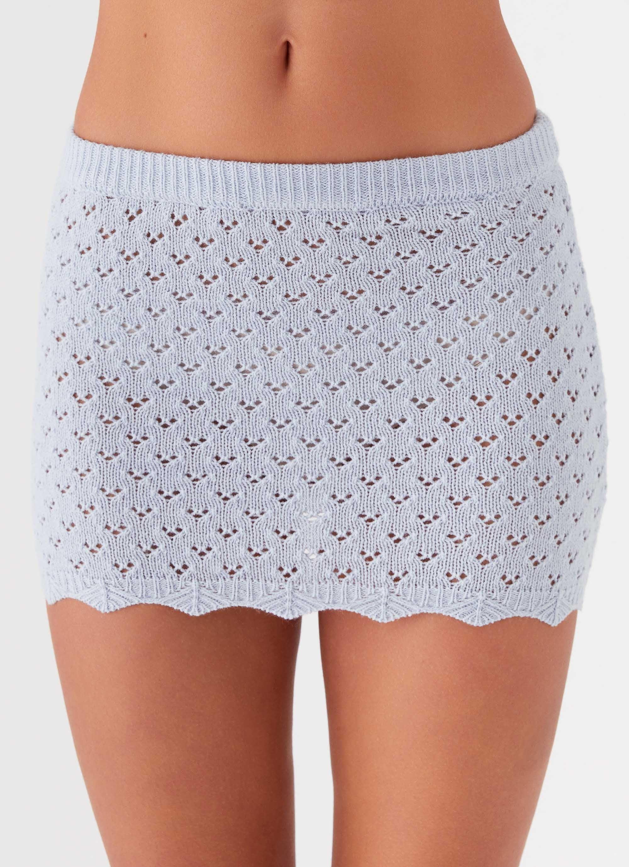 Blue Bird Knit Mini Skirt - Blue Dusk Product Image