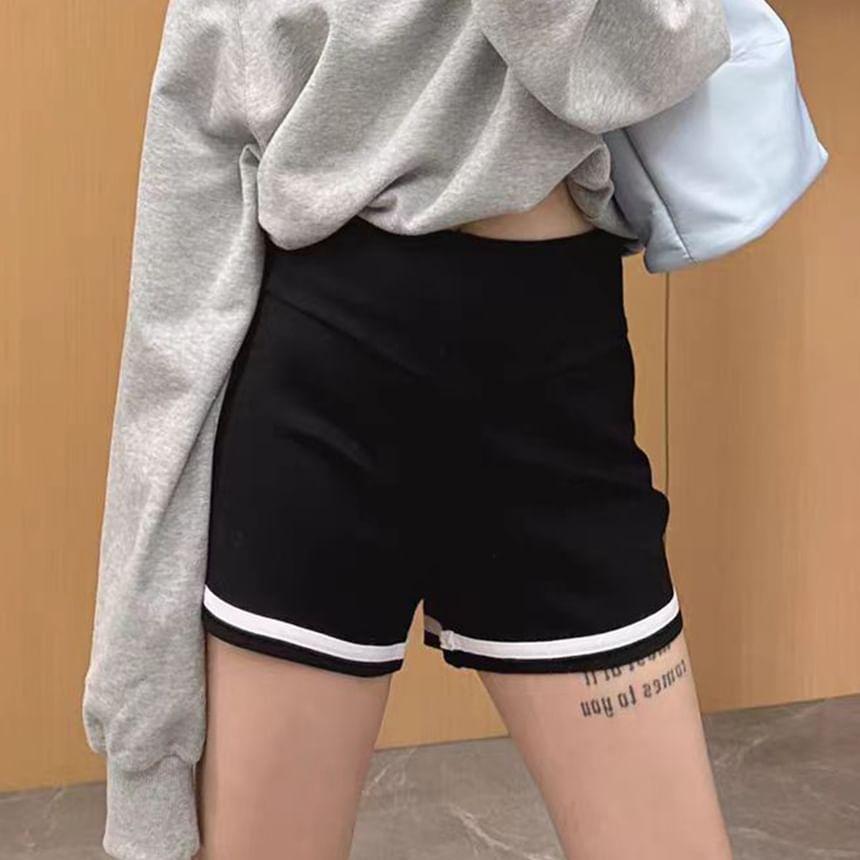 High Waist Striped Hot Pants Product Image