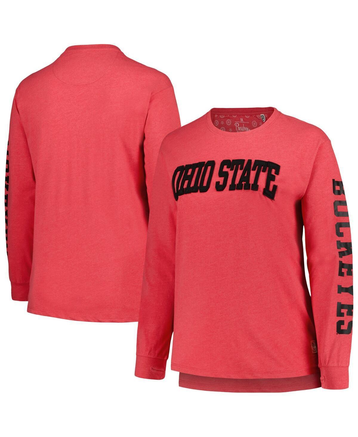 Womens Pressbox Scarlet Ohio State Buckeyes Plus Size 2-Hit Canyon Long Sleeve T-shirt Product Image