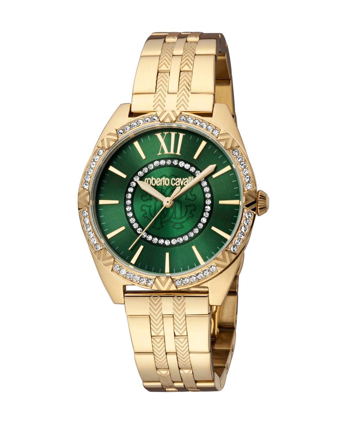 Roberto Cavalli Womens Quartz Gold-tone Stainless Steel Watch 34mm - Gold Product Image