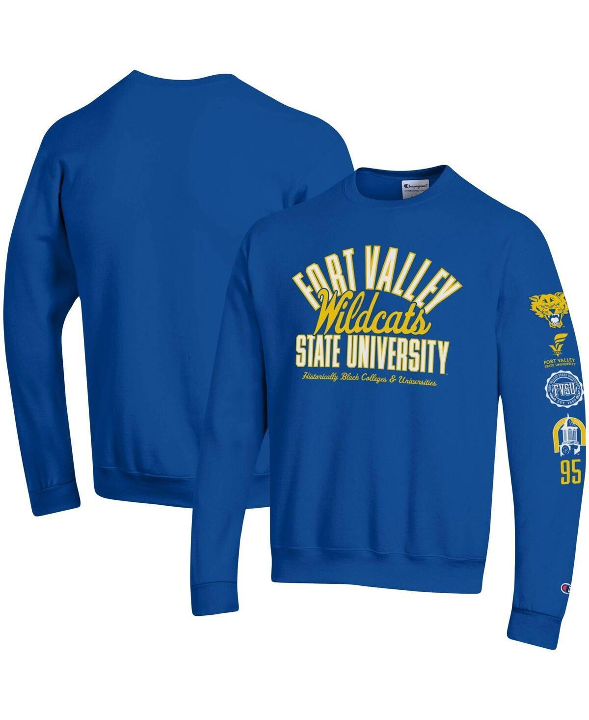 Mens Champion Royal Fort Valley State Wildcats 2-Hit Powerblend Pullover Sweatshirt Product Image