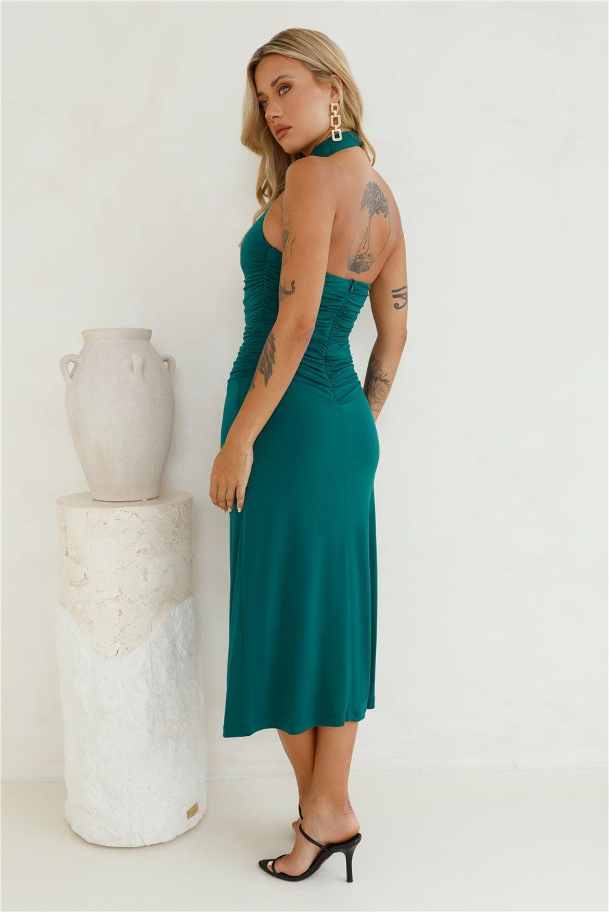 Original Fashionista High Neck Maxi Dress Forest Green Product Image