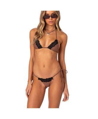 Edikted Womens Cassey Lacey Triangle Bikini Top Product Image