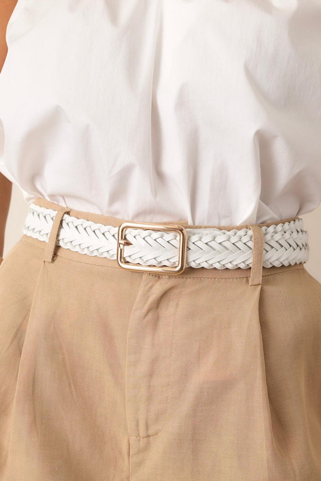 Let's Get Going White Braided Belt Product Image