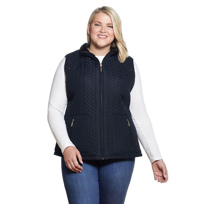 Plus Size Weathercast Faux-Fur Lined Quilted Vest, Womens Product Image