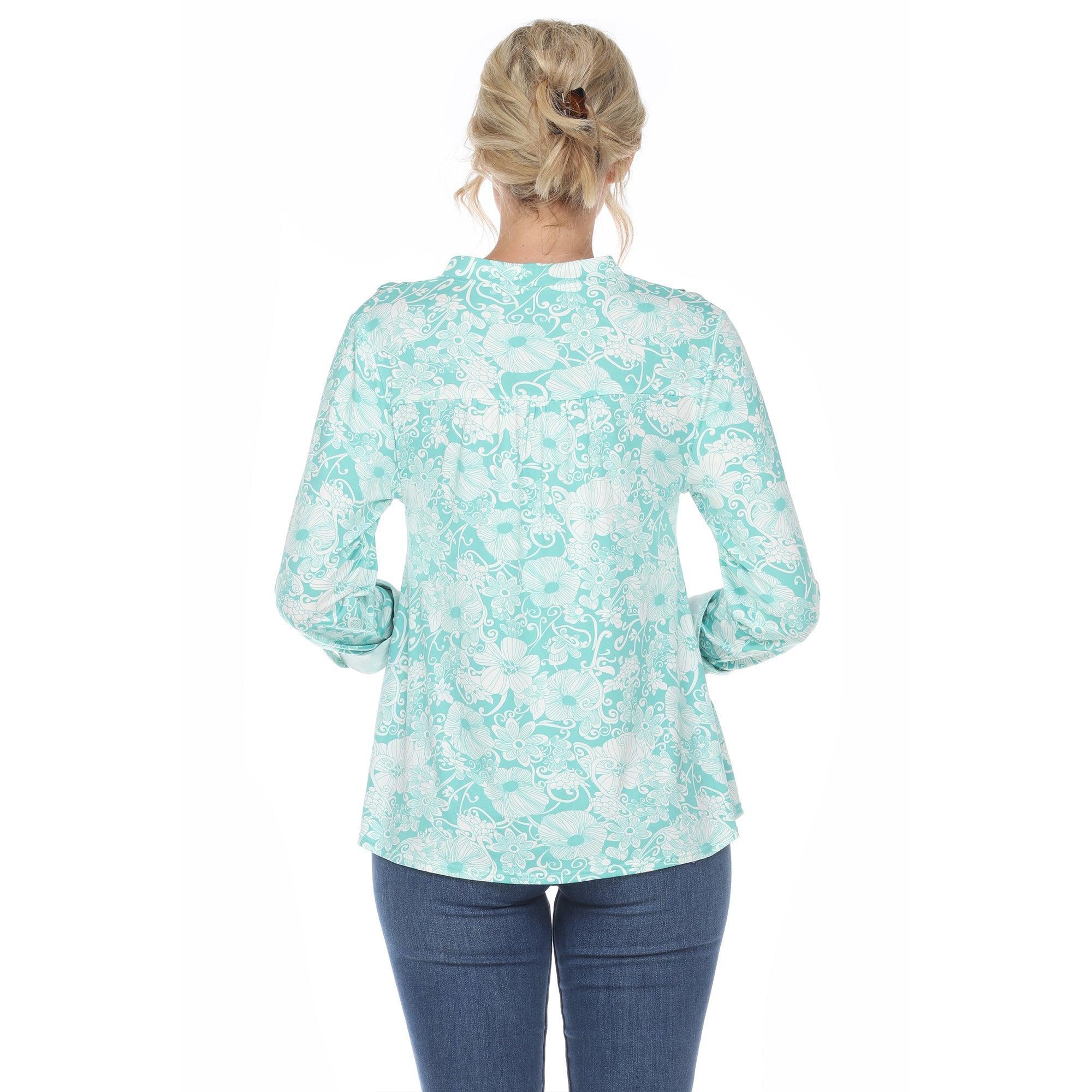 Pleated Long Sleeve Floral Print Blouse Product Image