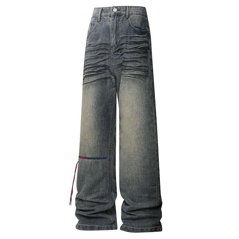 High Waist Washed Wide Leg Jeans Product Image