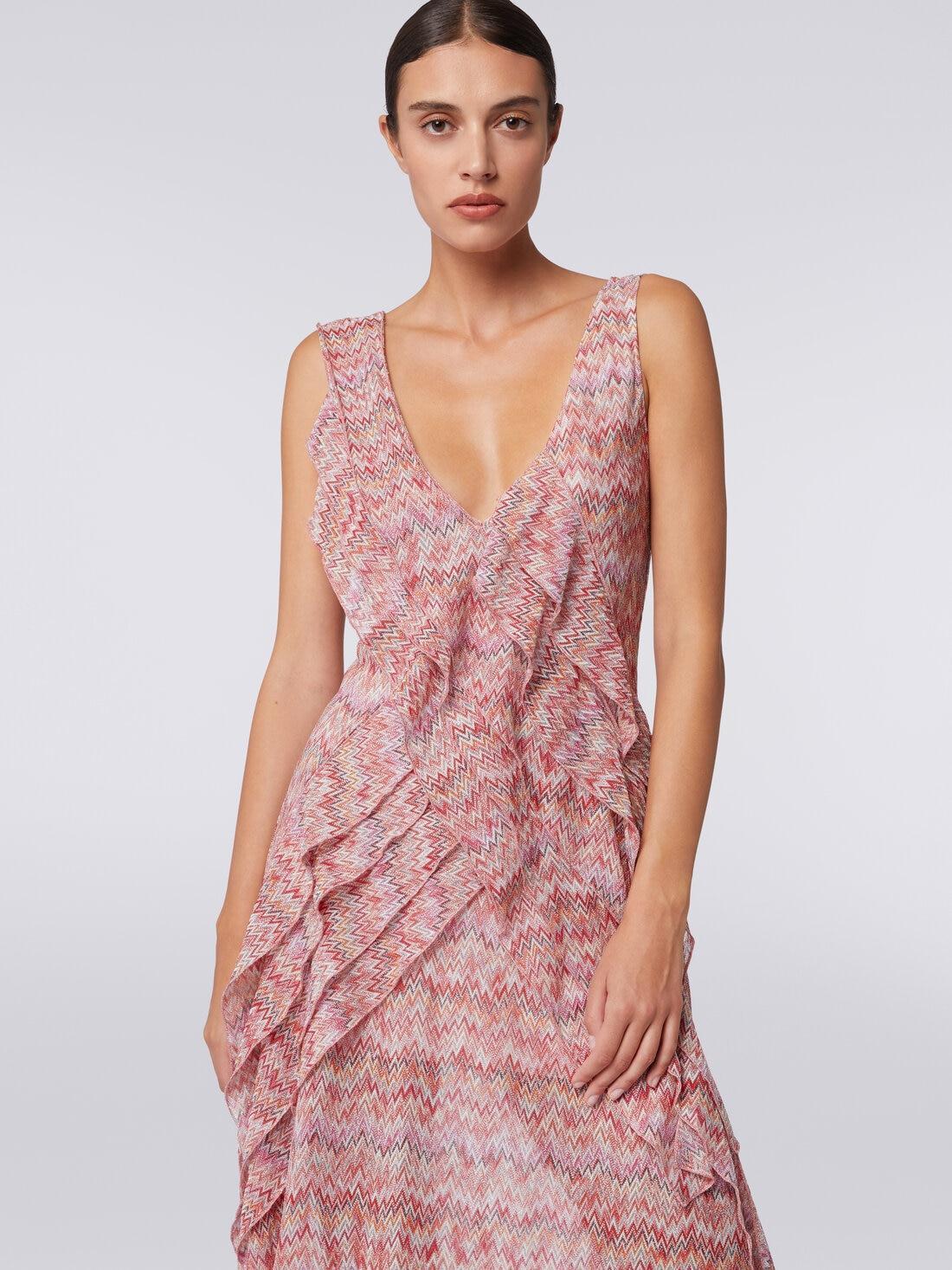 Snake motif midi dress with flounces and lurex Multicoloured | Missoni Product Image