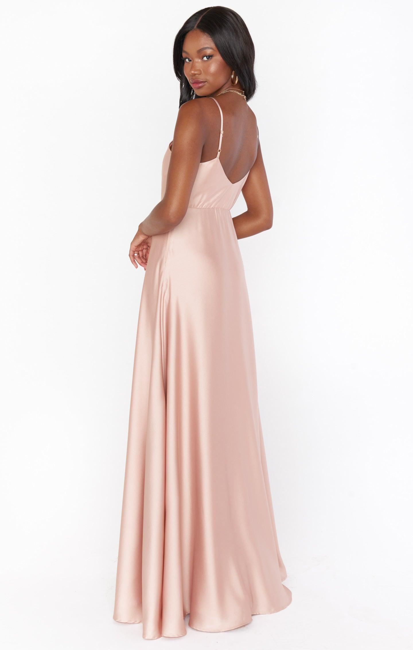 Faith Maxi Dress ~ Rose Gold Luxe Satin Product Image