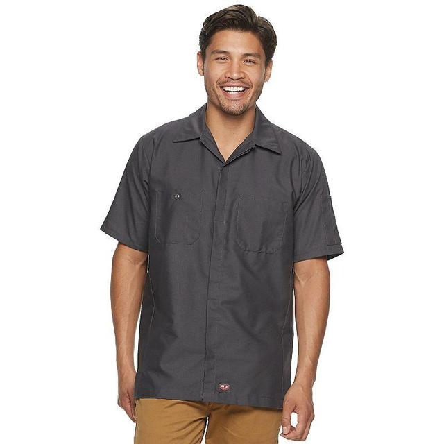 Mens Red Kap Short Sleeve Button-up Crew Shirt Grey Product Image