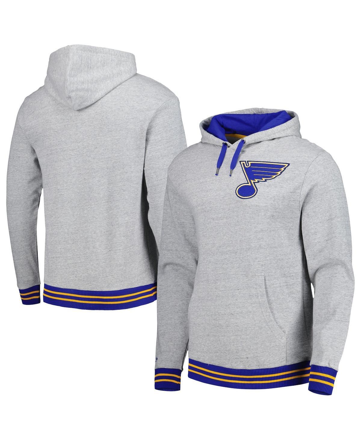 Mens Mitchell & Ness Heather Gray St. Louis Blues Classic French Terry Pullover Hoodie Product Image