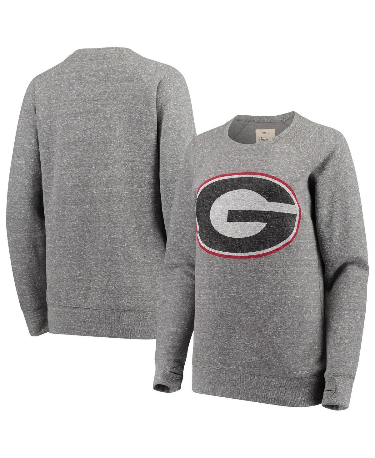 Womens Pressbox Heathered Gray Georgia Bulldogs Big Team Logo Knobi Fleece Tri-Blend Crew Neck Sweatshirt Product Image