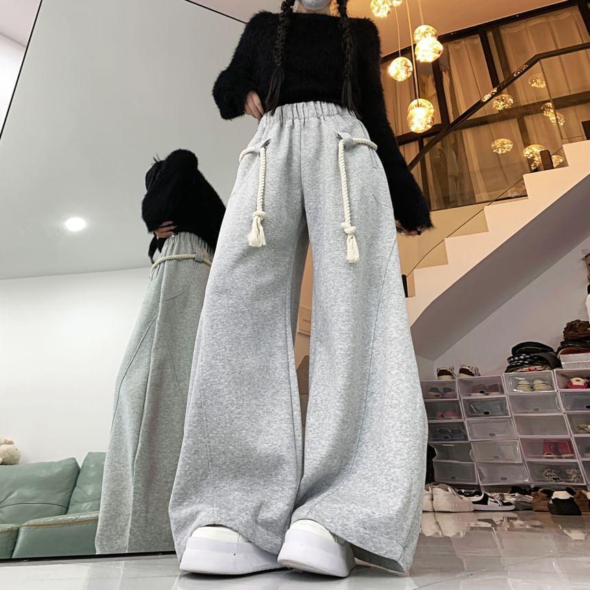 High Waist Plain Wide Leg Pants Product Image