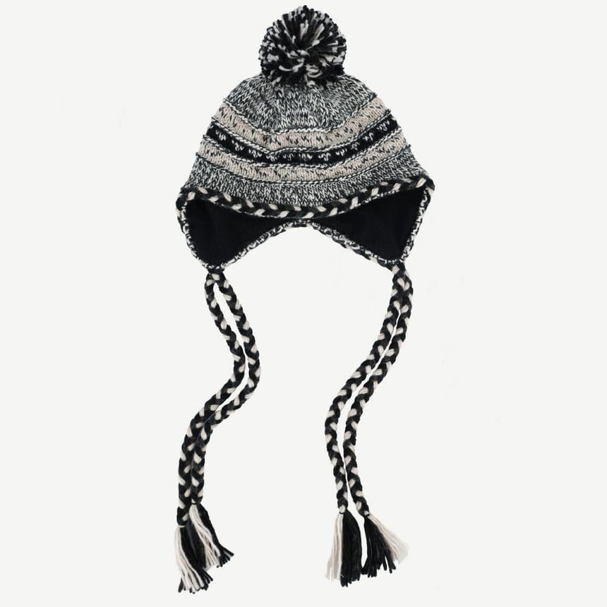 Pom Pom Two Tone Trapper Hat Product Image