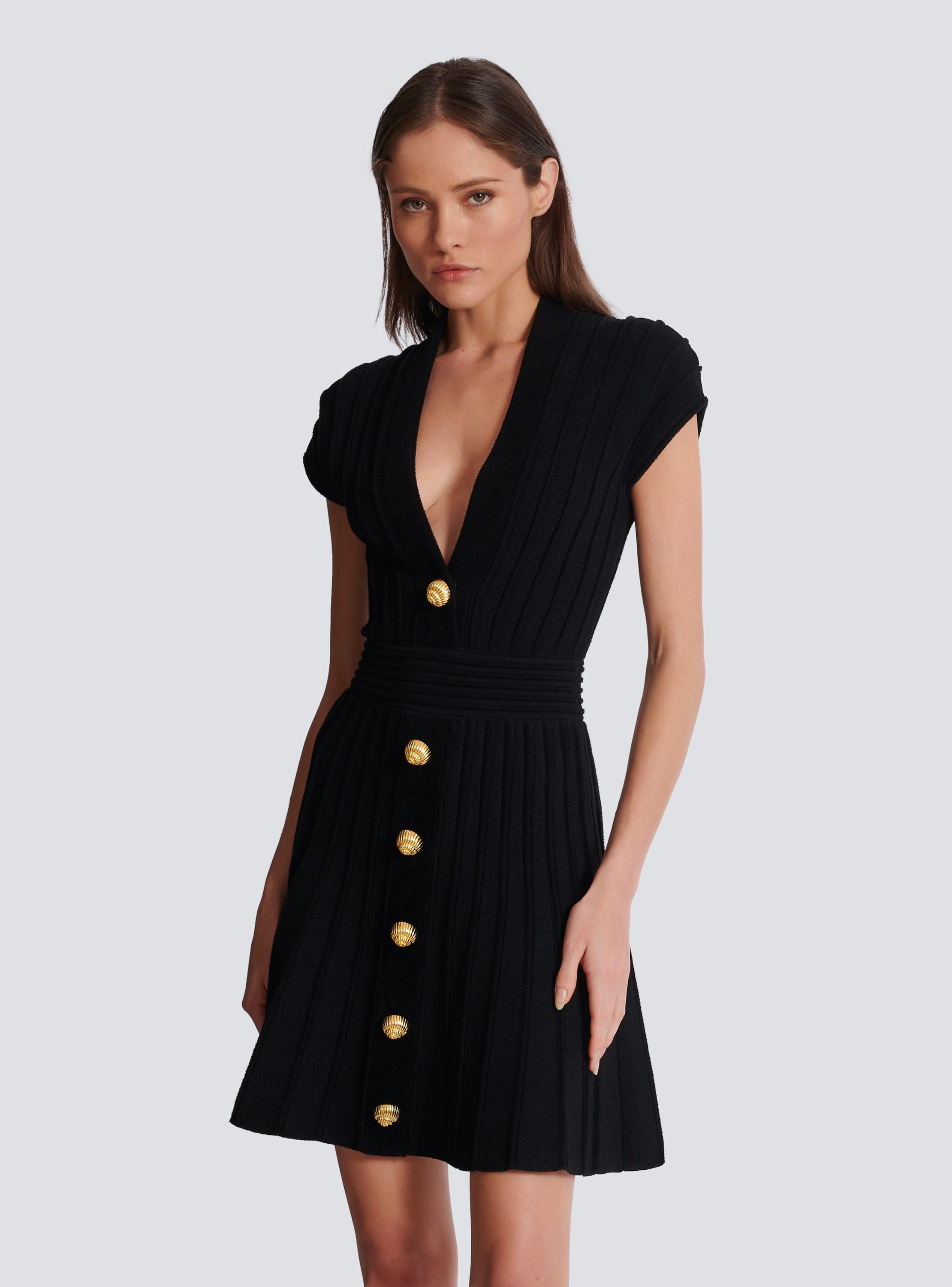 Short velvet dress with buttons Product Image