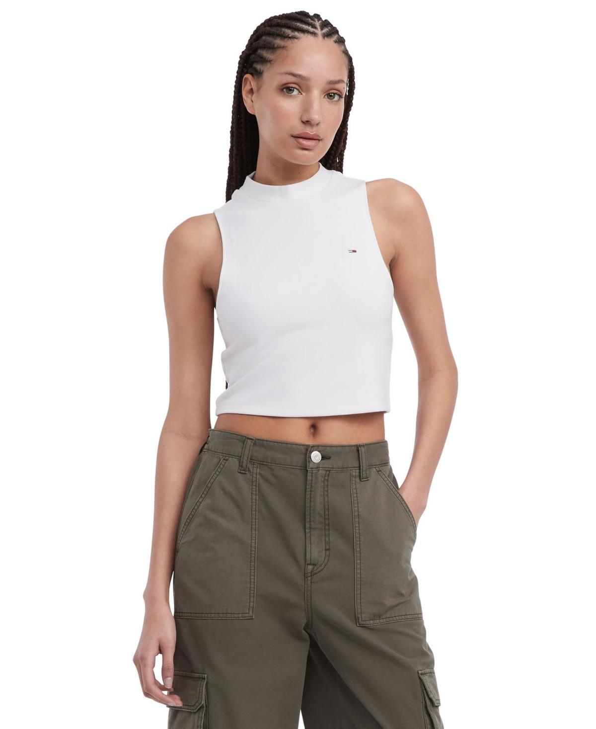 Tommy Jeans Womens Cropped Mockneck Sleeveless Top Product Image