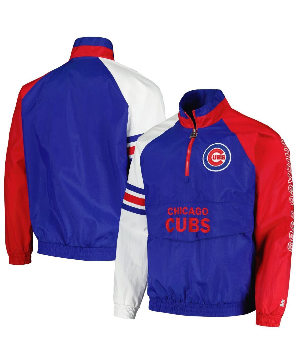 Mens Starter Royal/Red Chicago Cubs Elite Raglan Half-Zip Jacket Product Image