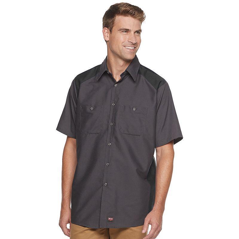 Mens Red Kap Motorsports Button-Down Shirt Grey Black Product Image