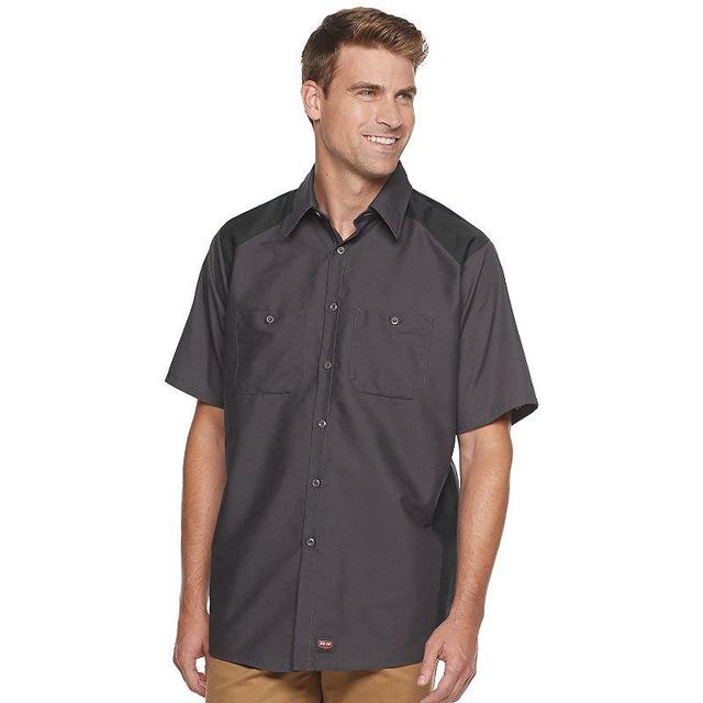 Mens Red Kap Motorsports Button-Down Shirt Grey Black Product Image